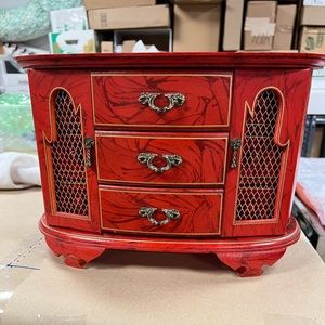 Red wooden jewelry box